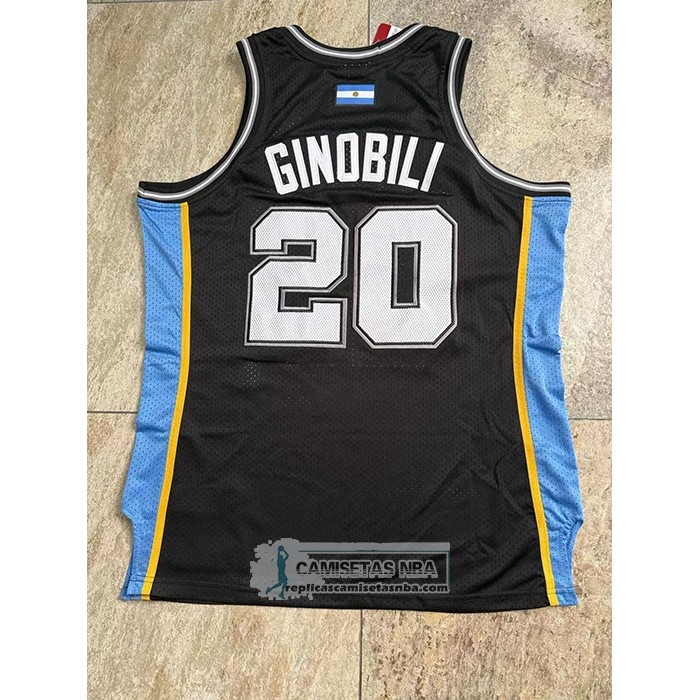 Camiseta San Antonio Spurs Manu Ginobili NO 20 Mitchell & Ness 2002-18 Negro